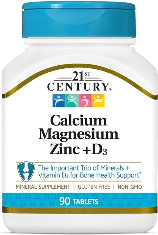 21st Century, Calcium Magnesium Zinc + D3, 90 Tablets