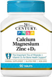 21st Century, Calcium Magnesium Zinc + D3, 90 Tablets