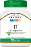 21st Century, Vitamin E, 180 mg (400 IU), 110 Softgels