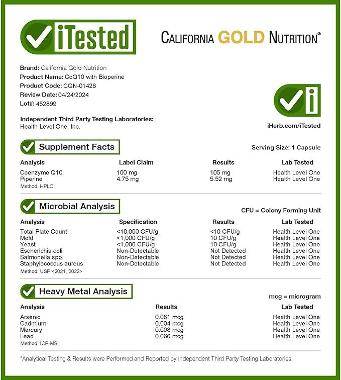 California Gold Nutrition, CoQ10 with BioPerine, 100 mg, 150 Veggie Capsules