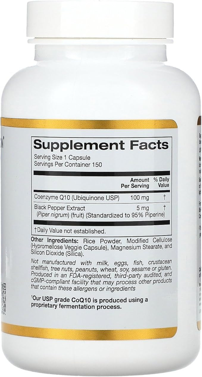 California Gold Nutrition, CoQ10 with BioPerine, 100 mg, 150 Veggie Capsules