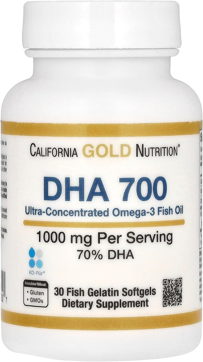 California Gold Nutrition, DHA 700 Fish Oil, Ultra-Concentrated, 1,000 mg, 30 Fish Gelatin Softgels