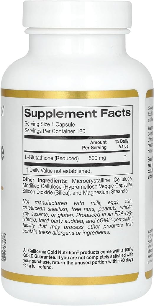 California Gold Nutrition, L-Glutathione (Reduced), 500 mg, 120 Veggie Capsules