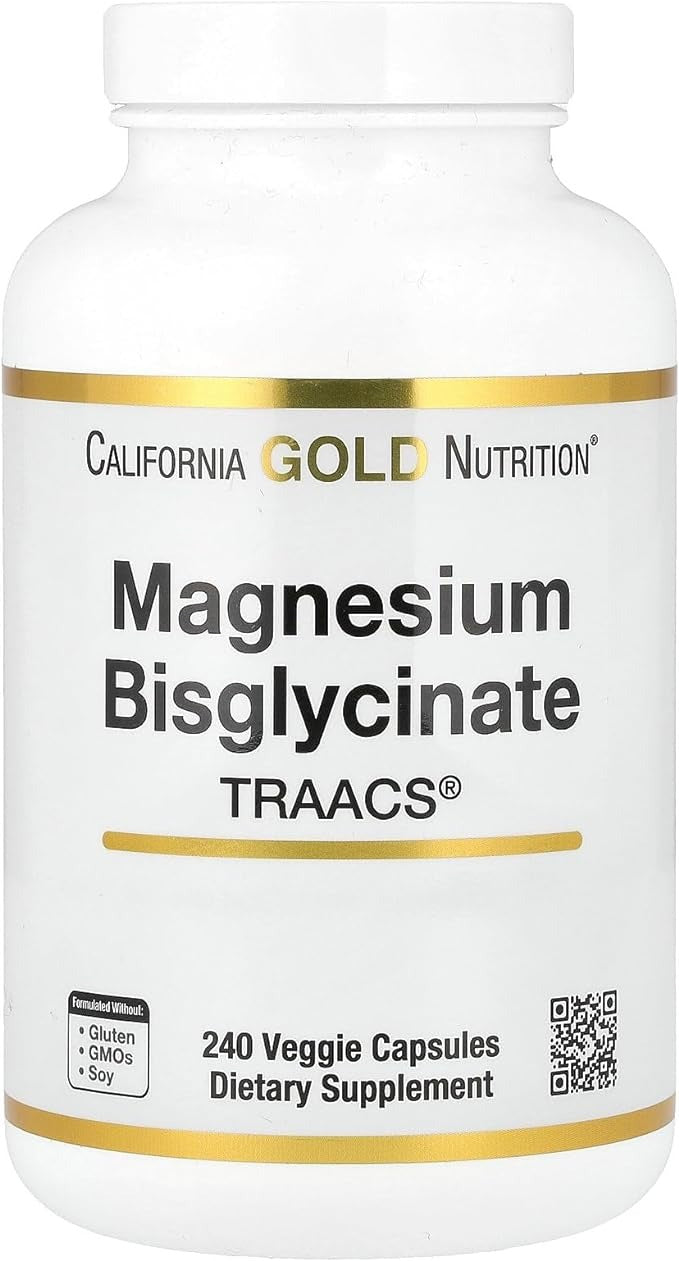 California Gold Nutrition, Magnesium Bisglycinate, Formulated with TRAACS, 200 mg, 240 Veggie Capsules (100 mg per Capsule)