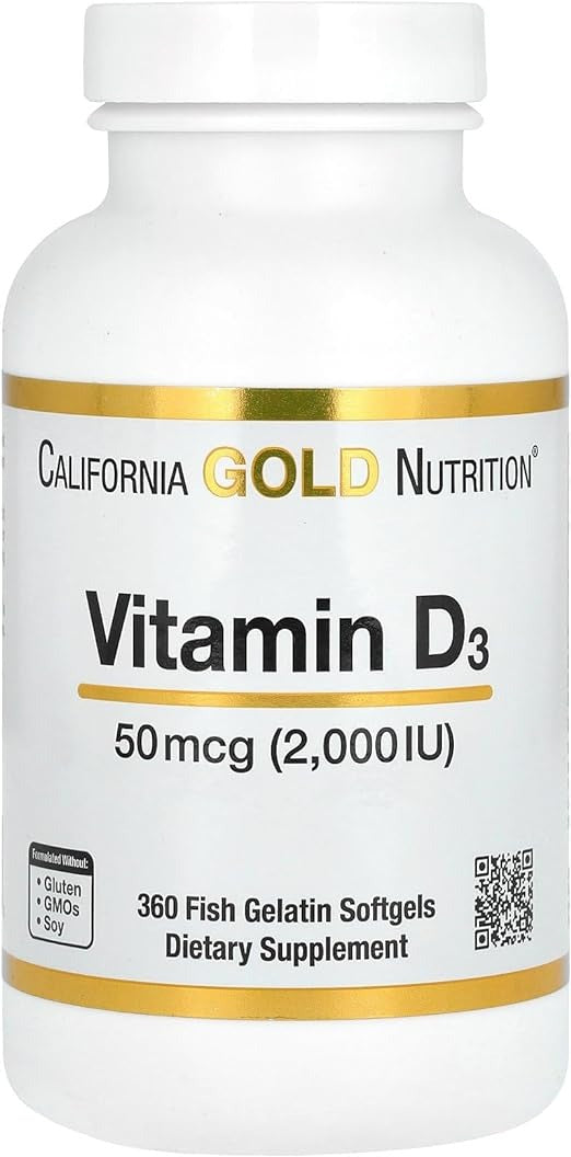 California Gold Nutrition, Vitamin D3, 50 mcg (2,000 IU), 360 Fish Gelatin Softgels