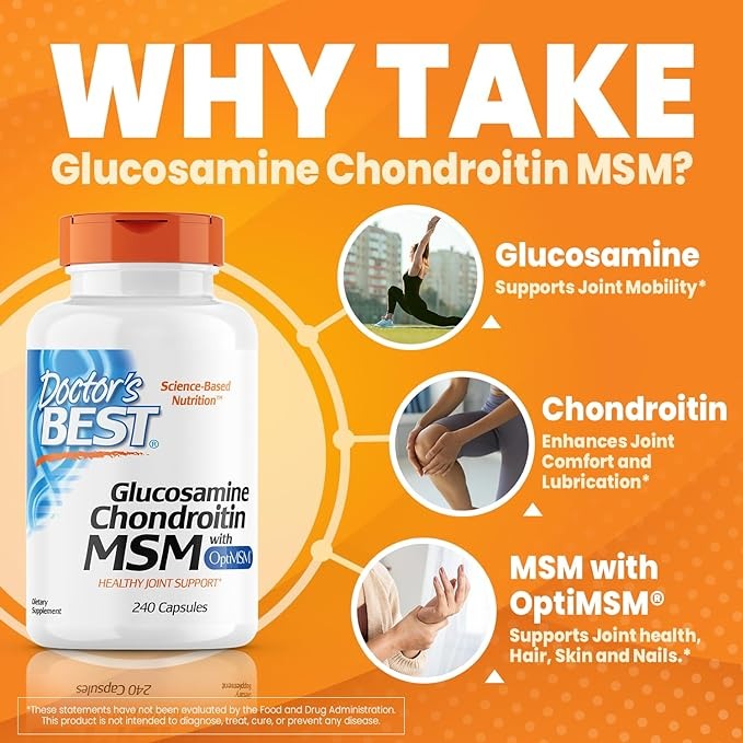 Doctor's Best, Glucosamine Chondroitin MSM with OptiMSM, 240 Capsules