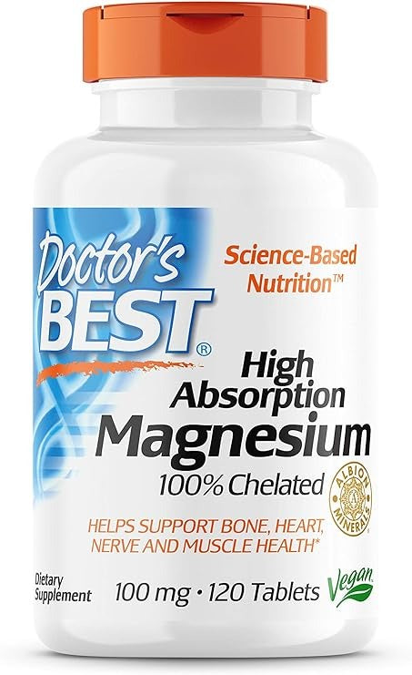 Doctor's Best, High Absorption Magnesium, 100 mg, 120 Tablets