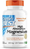 Doctor's Best, High Absorption Magnesium, 100 mg, 120 Tablets