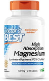 Doctor's Best, High Absorption Magnesium, 100 mg, 240 Tablets