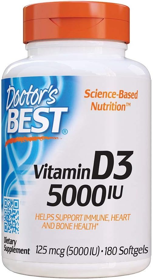 Doctor's Best, Vitamin D3, 125 mcg (5,000 IU), 180 Softgels