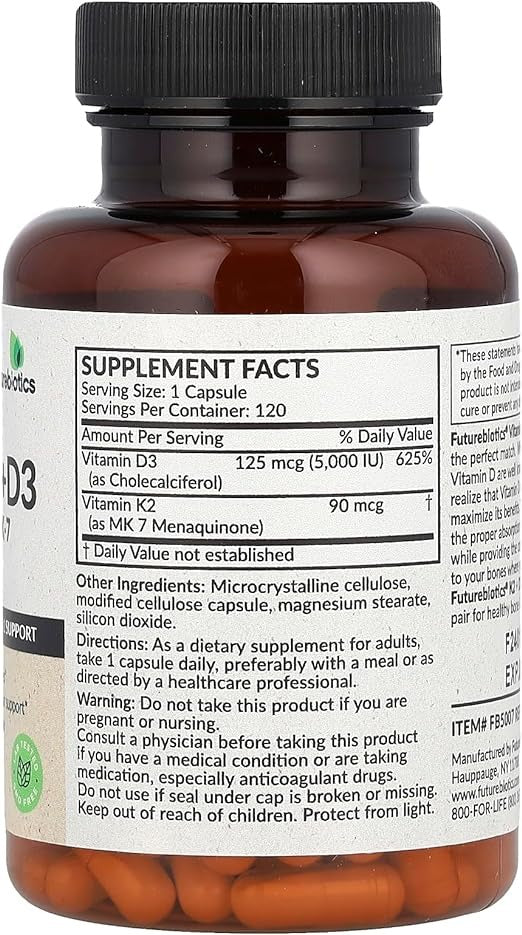 Futurebiotics, Vitamin K2 + D3 , 120 Capsules