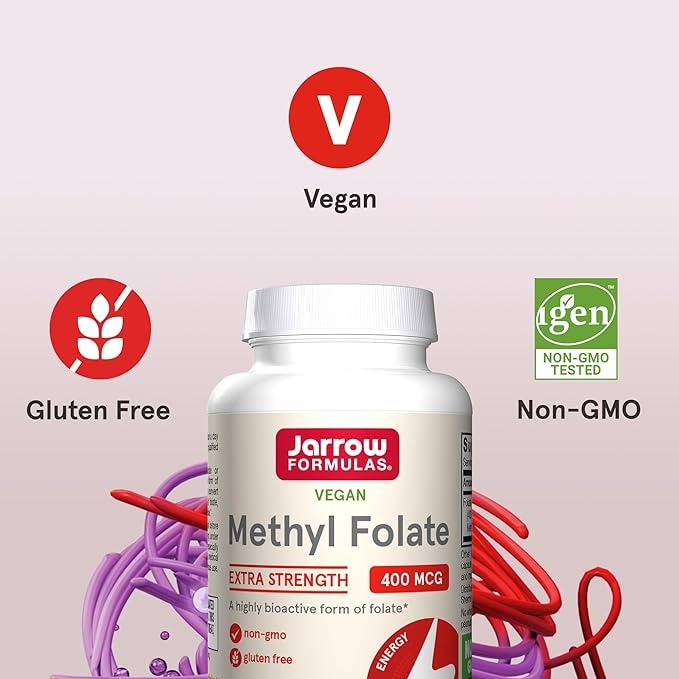 Jarrow Formulas, Vegan Methyl Folate, Extra Strength, 400 mcg, 60 Veggie Capsules