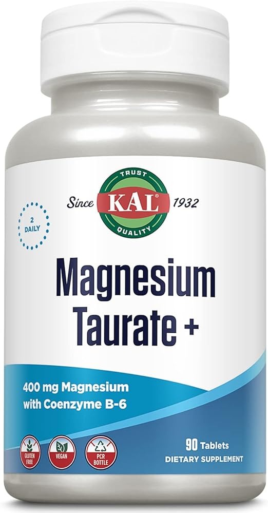 KAL, Magnesium Taurate +, 400 mg, 90 Tablets (200 mg per Tablet)