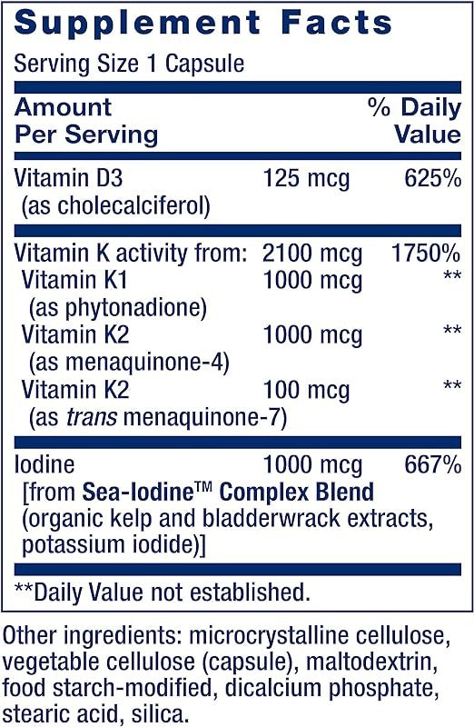 Life Extension, Vitamins D and K with Sea-Iodine, 60 Capsules