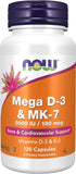 NOW Foods, Mega D-3 & MK-7, 120 Capsules