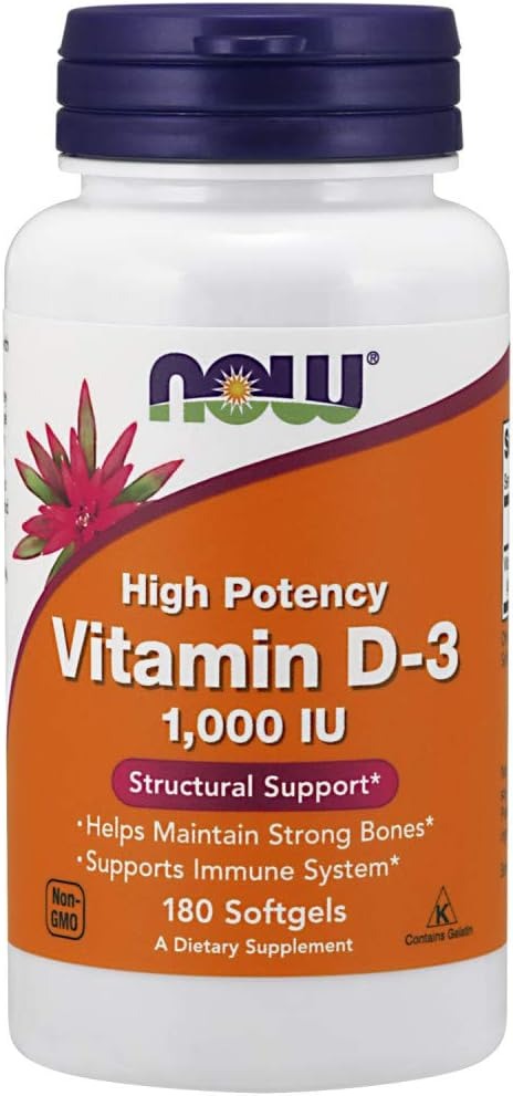 NOW Foods, Vitamin D-3, High Potency, 1,000 IU, 180 Softgels