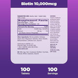 Natrol, Beauty, Biotin, 10,000 mcg, 100 Tablets