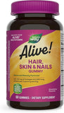 Nature's Way, Alive! Hair, Skin & Nails Gummies, Strawberry, 60 Gummies