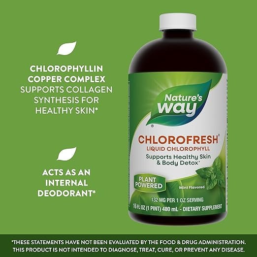 Nature's Way, Chlorofresh, Liquid Chlorophyll, Mint, 132 mg, 16 fl oz (480 ml) (132 mg per 2 Tbsp)