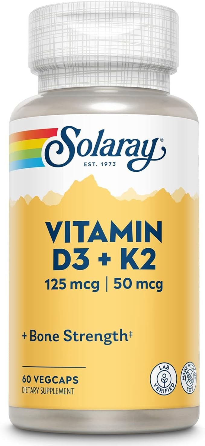 Solaray, Vitamin D3 + K2, 60 VegCaps