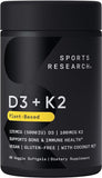 Sports Research, D3 + K2, Plant Based, 60 Veggie Softgels