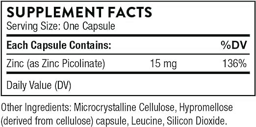 Thorne, Zinc Picolinate, 15 mg, 60 Capsules